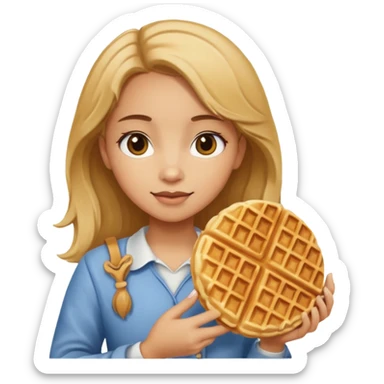 A girl with waffle in hand sticker