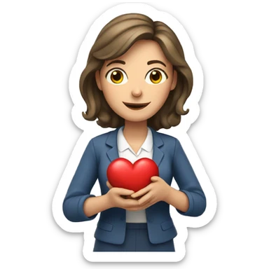 A European woman teacher holds her heart in her hands sticker