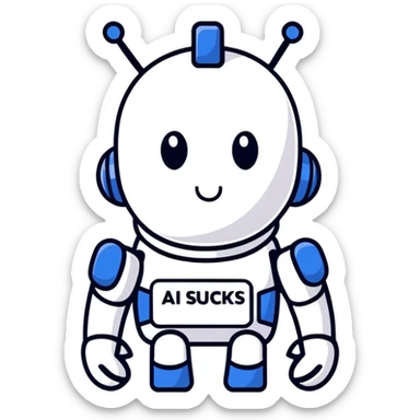 Write a text that's says "Ai sucks" sticker