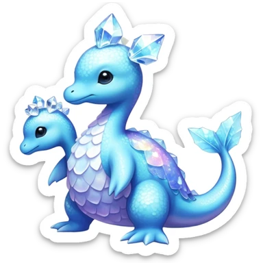 Shiny Exotic Colorful Ethereal Sparkly Lapras-Flaaffy-Amaura-Aurorus-Fakémon-hybrid-creature (full body)  sticker