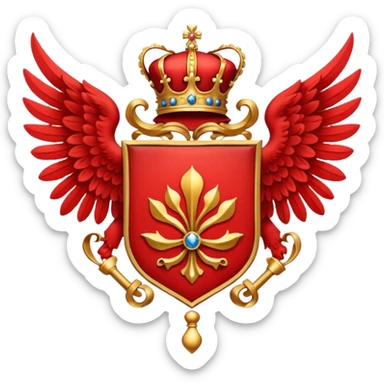 Red Royal Coat of arms with 8 wing sticker
