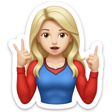 Una niña con los pies flexionados, dedo índice en la boca y cadera hacia el lado derecho sticker