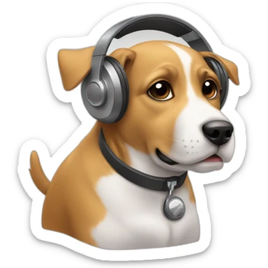 dog with headphones sticker
