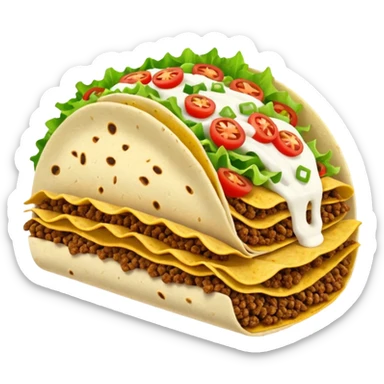 layered taco with stacked shells and fillings sticker