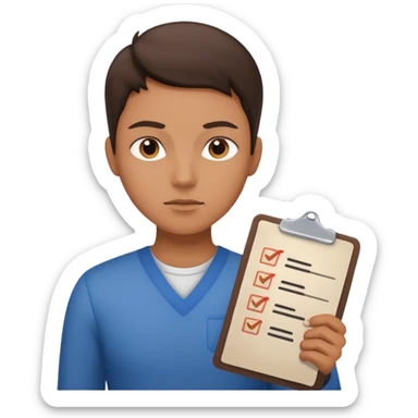 emoji of a purposeful person with a checklist sticker