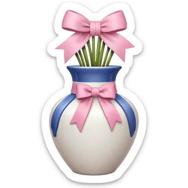 vaso branco com laço rosa sem flores sticker