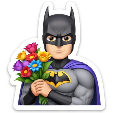 Batman with flower bouquet sticker