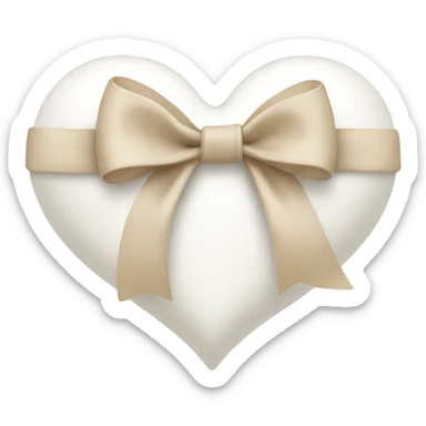 white heart with beige bow sticker