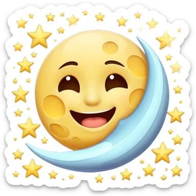 laughing moon spilling stardust sticker
