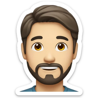 korean male early thirties short beard long brown female hair happy expression sticker