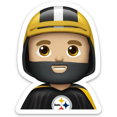Terry Bradshaw Pittsburgh Steelers player in helmet and uniform with black cape. sticker