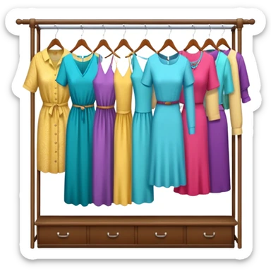 open wardrobe with woman clothes hanging inside sticker