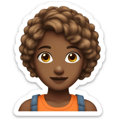 Girl with brown and blue hair and orange short croc top and short jeans  sticker