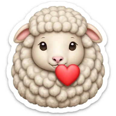 a cute sheep with a heart sticker