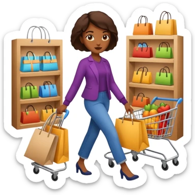 Mujer caminando haciendo compras sticker