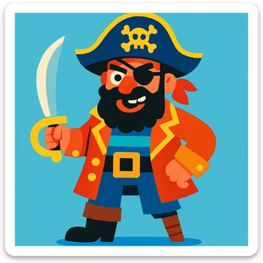pirate, vibrant cartoon style sticker