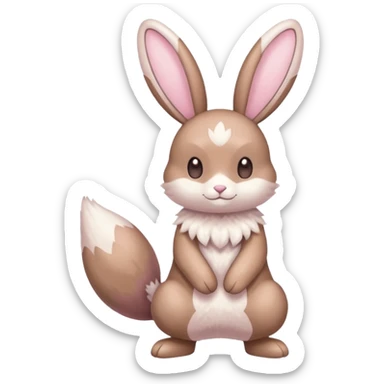 Pastel pink and pastel brown and pastel white Lopunny-Emolga-Cinccino-fusion (full body) sticker