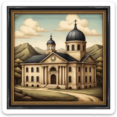 Vintage old antique academia aesthetic scenery  sticker