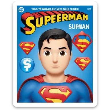 a magazine with Superman on the cover sticker