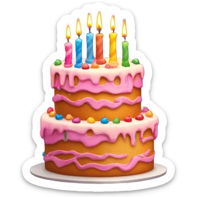 Happy birthday cake lots of candles  sticker