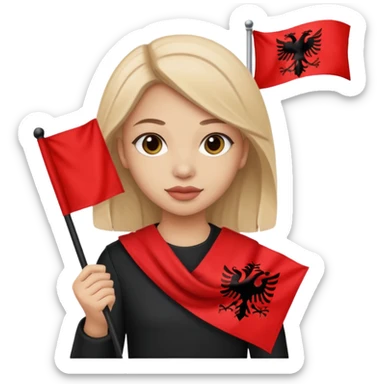 Girl with albanian flag sticker