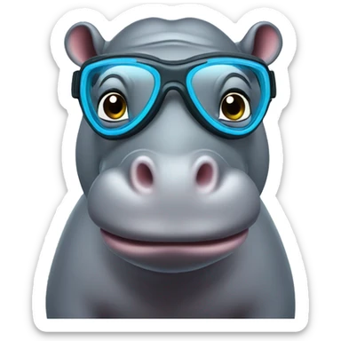 Hippo with a snorkel  sticker