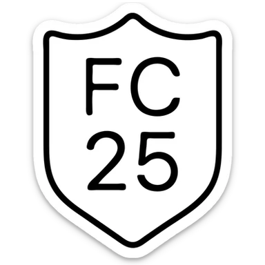 minimal icon of 'FC 25' as a badge or logo, simple black outline, no fill sticker