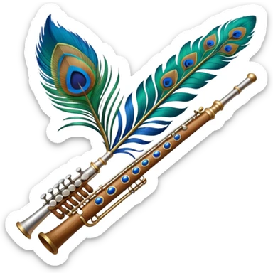 Flute attached with peacock feather sticker
