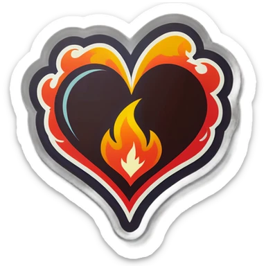 Fire heart sticker