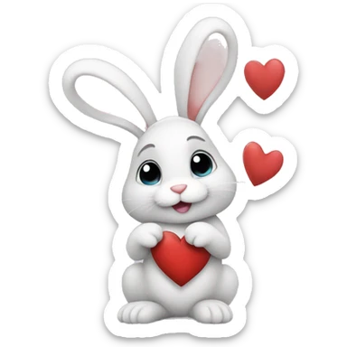 Bunny with heart sticker