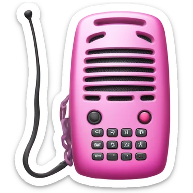 pink walkie talkie with pink keyboard and pink antenna sticker