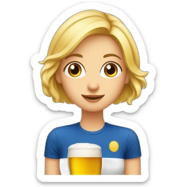 Fille blonde yeux bleus tenant de la bière sticker