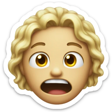 Pleading emoji but with a open mouth sticker