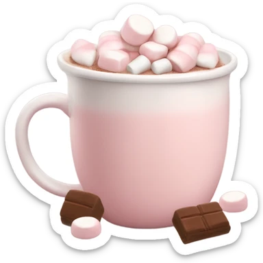 Light Pink mug of hot chocolate with marshmallows sticker