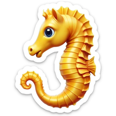 Cinematic Comical Sea Horse Portrait Emoji, Head tilted dramatically with an exaggeratedly amused expression, featuring a delicately curved seahorse with a whimsically coiled tail and wide, comically expressive eyes full of playful disbelief, Simplified yet hilariously expressive features, highly detailed, glowing with a slightly sassy aquatic glow, high shine, dramatic yet playful, stylized with an air of quirky marine mischief, soft glowing outline, capturing the essence of a meme-worthy seahorse that looks ready to drift its way into viral fame! sticker