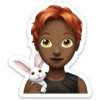 dark fairy with red hair, green-yellow eyes and white bunny ears sticker