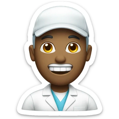 Tall dentist wearing golf cap sticker