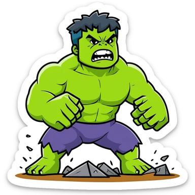angry Hulk smashing ground sticker