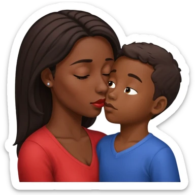 Mulher beijando testa do filho  morenos sticker