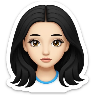 ragazza truccata con le ciglia finte con i capelli neri lunghi sticker