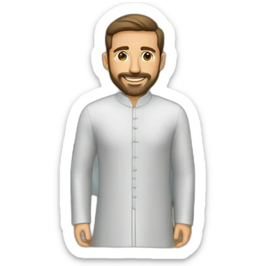 Homme en Qamis avec un panneau où il y’a écrit « je t’aime » sticker