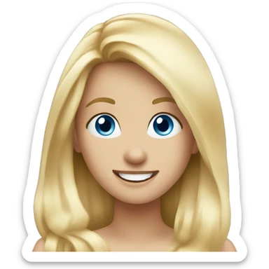 Long blonde haired blue eyed girl excited sticker