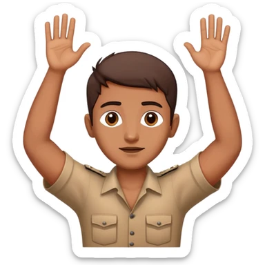 Indian person with hands up in surrender sticker