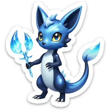 Shiny icy iridescent Nebulae Salandit-Meowstic-Umbreon-Fakémon-hybrid-creature (full body)  sticker