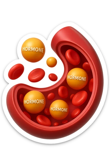 EMOJI STILE IPHONE 3D DI particelle di ormoni che circolano in una vena umana sticker