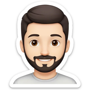 Cute white male, short dark colored hair and facial hair, nose and lip piercing, emo smiling sticker