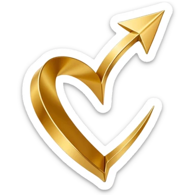 3D golden spiral arrow pointing upward, dynamic twist ribbon style, elegant metallic gold, smooth gradient lighting, realistic shadows, clean modern vector look, professional infographic design sticker