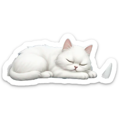 White Persian cat sleeping on blue crescent moon  sticker