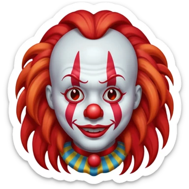 apple clown emoji with long hair sticker