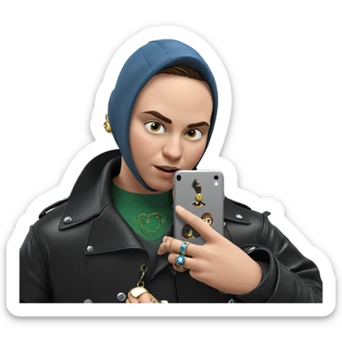 boy in leather jacket with jewelry sticker